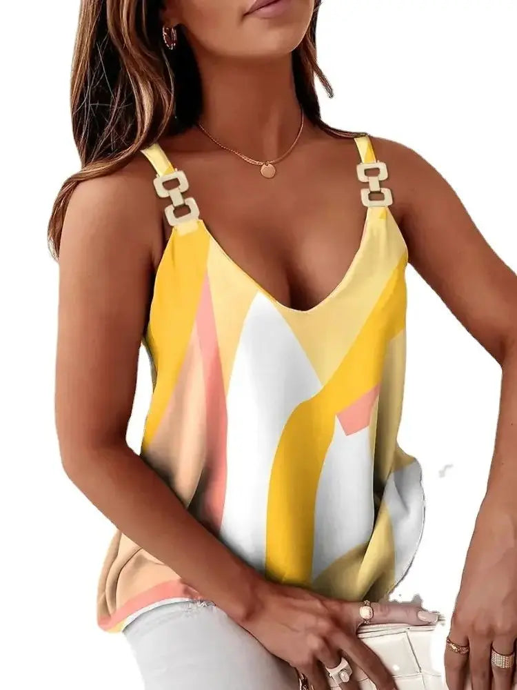 2025 Summer Womens Chiffon Blouse Sleeveless V Neck Casual Loose Fit Solid Color Oversized Top Plus Size 5xl Fashion Blouse