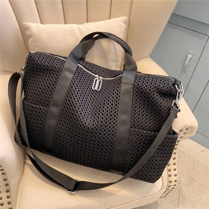 New Black Large Capacity Travel Bag – Casual Women’s Unisex Armpit Bag, Mesh Versatile Shoulder Handbag