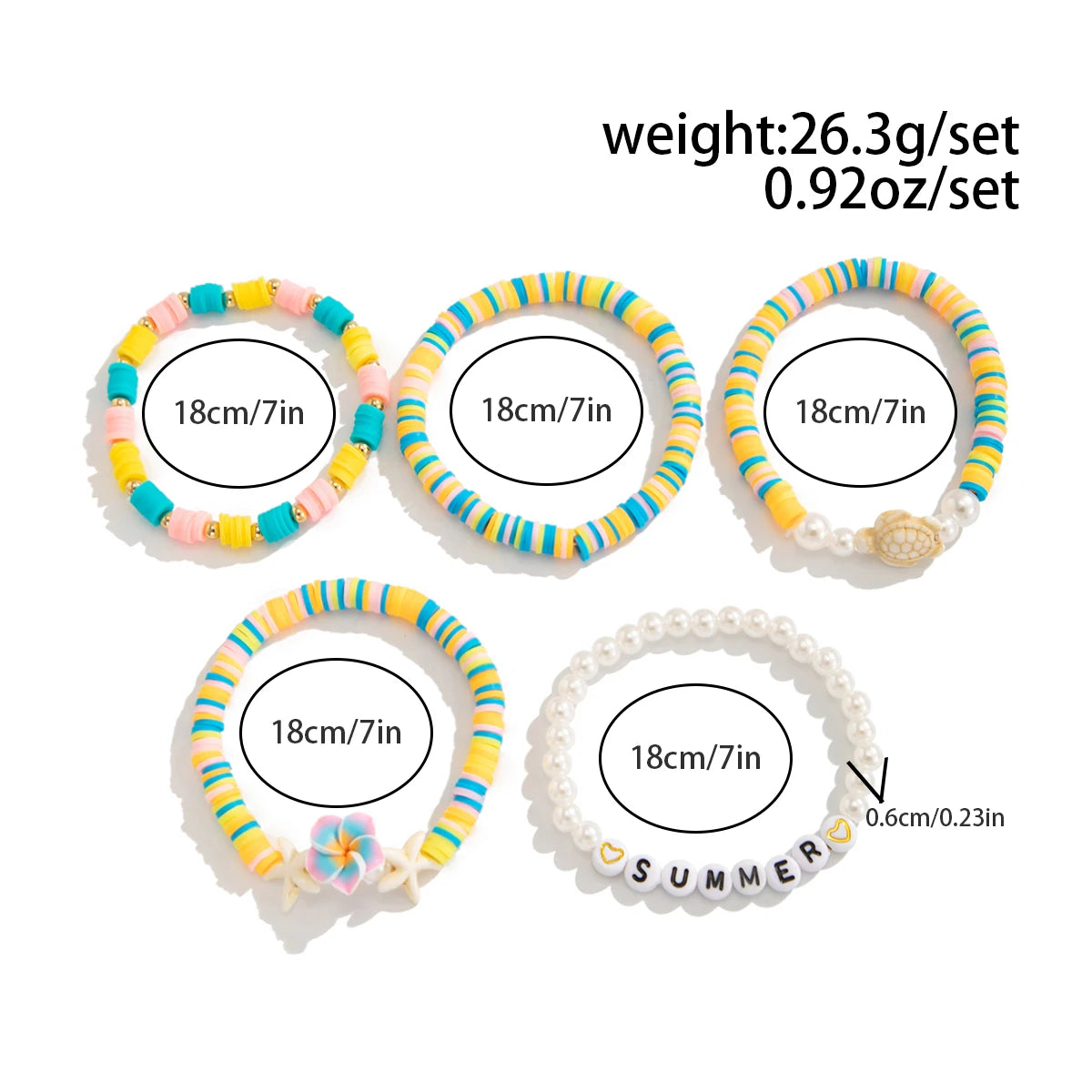Tropical Hawaii Vibes - Colorful Summer Heishi Bead Bracelet Stack