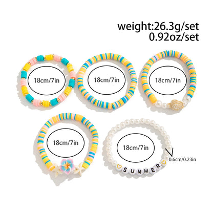 Tropical Hawaii Vibes - Colorful Summer Heishi Bead Bracelet Stack