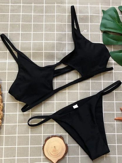 Stylish Hollow Out High Cut Micro Womens Swimsuit