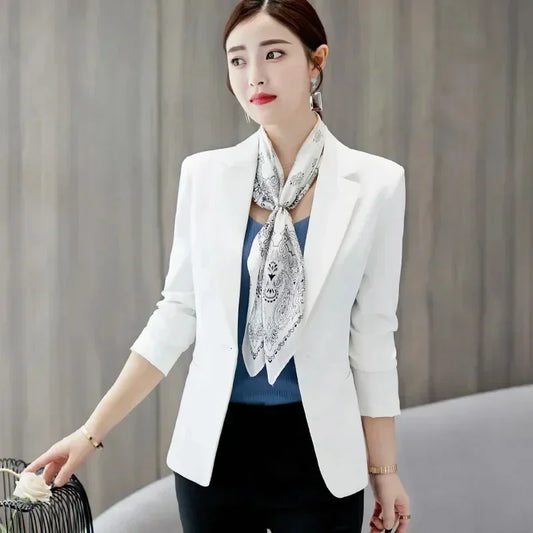 Solid Color Women's Blazer: Business Casual Slim Fit for Comfortable Autumn/Winter
