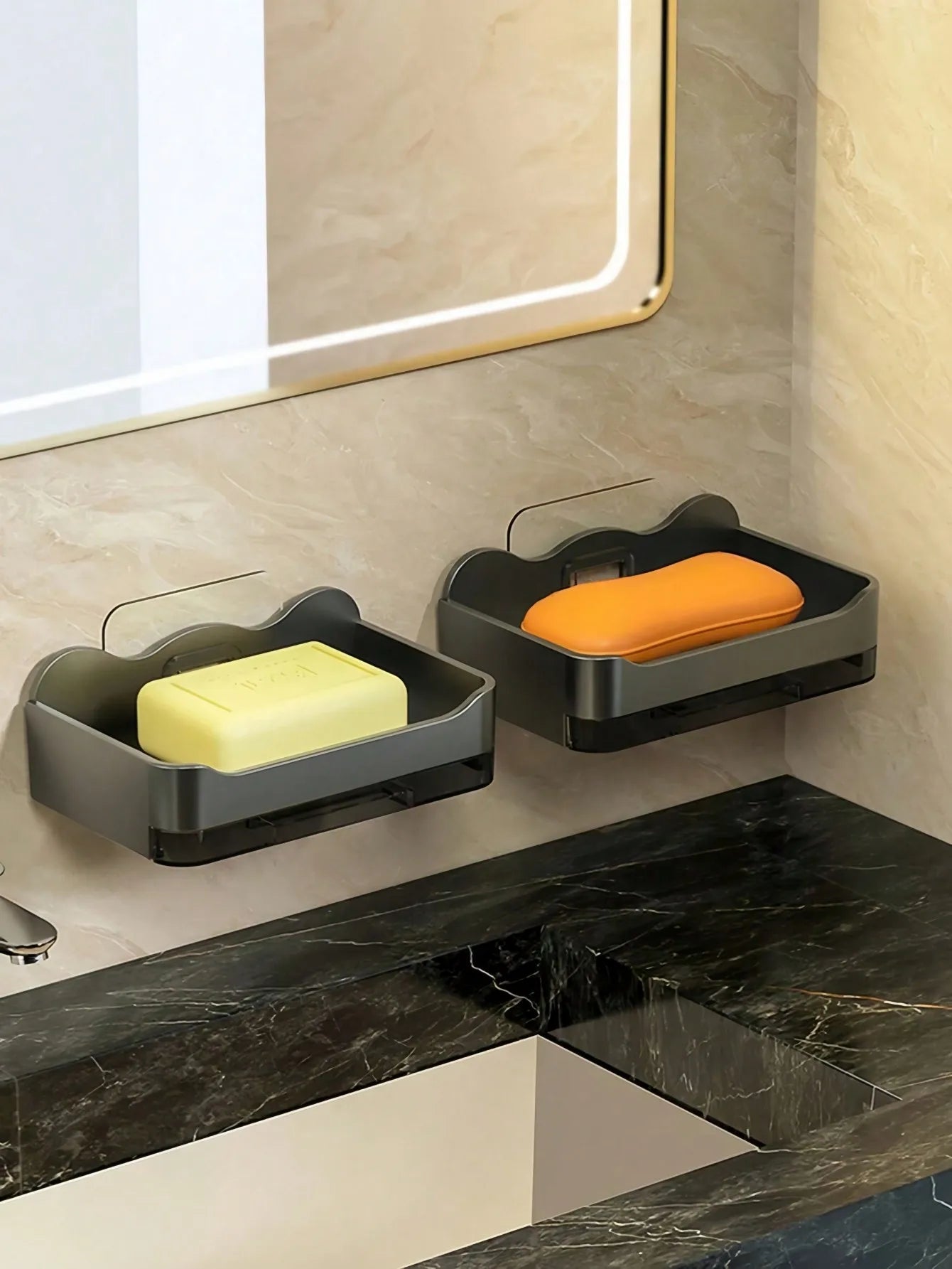 No Drilling Wall Mounted Double Layer Soap Sponge Holder
