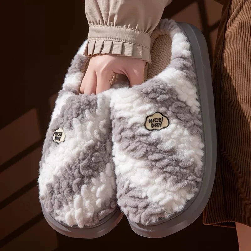 Womens Warm Plush Indoor Slippers