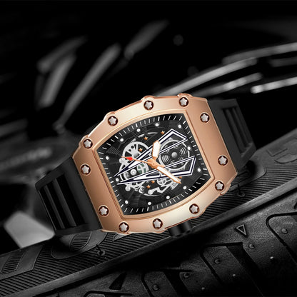 Mens Skull Dial Silicone Waterproof Analog Watches
