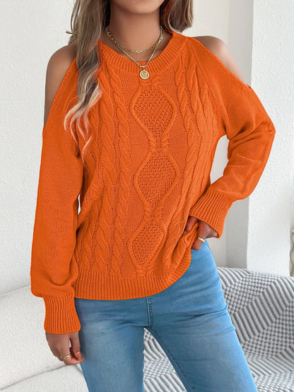 Womens Lantern Sleeve Open Shoulder Sweaters