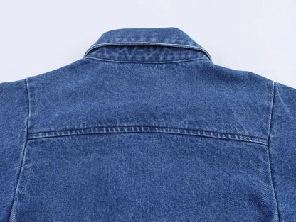 2024 Vintage Denim Shirt Casual Cropped Style For Womens Summer