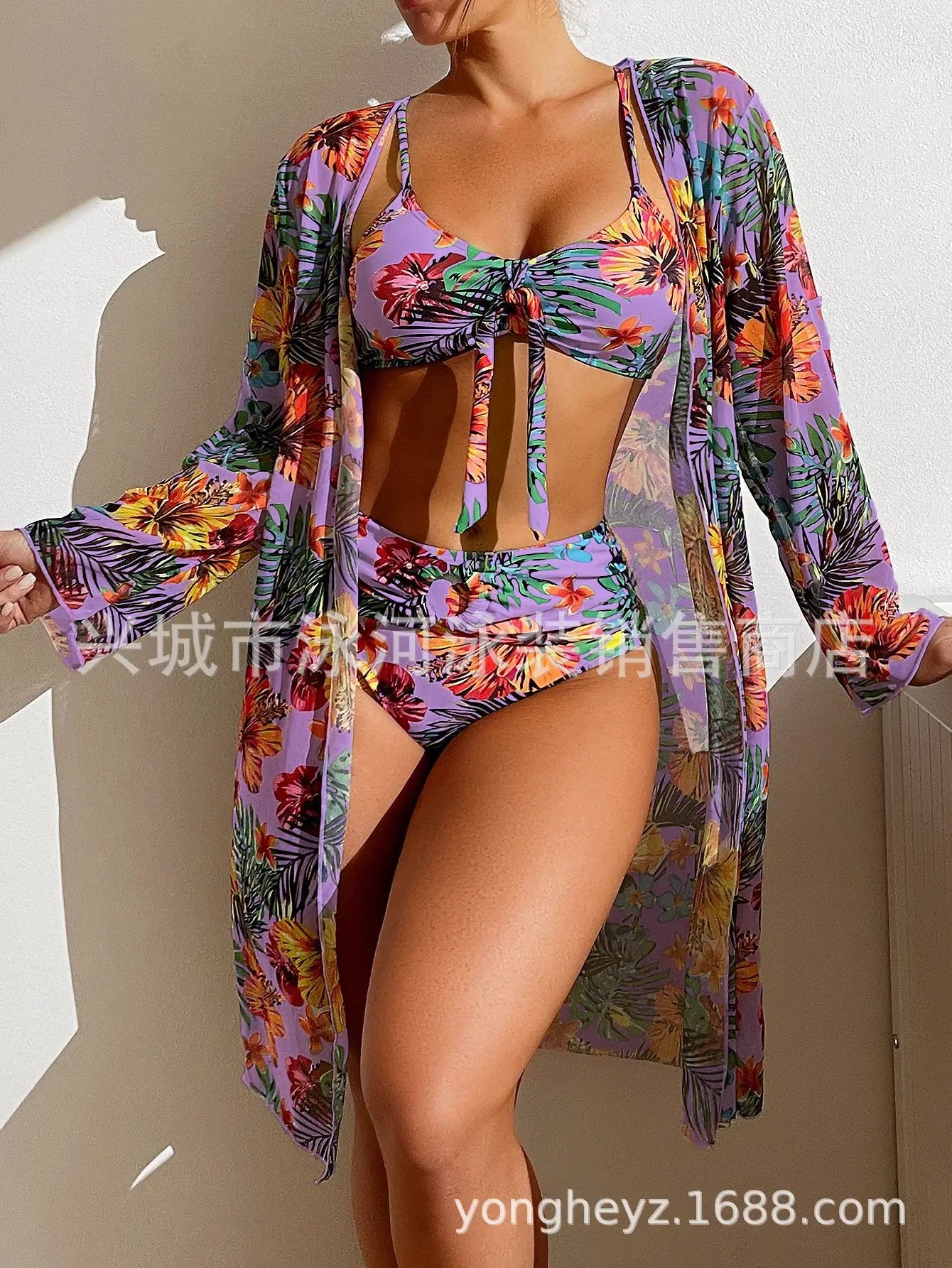Tropical Island Hibiscus Print Bikini & Cover Up Aesthetic