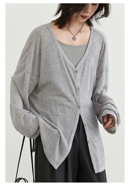 Lightweight V-Neck Knit Cardigan for Women – 2025 Spring & Summer