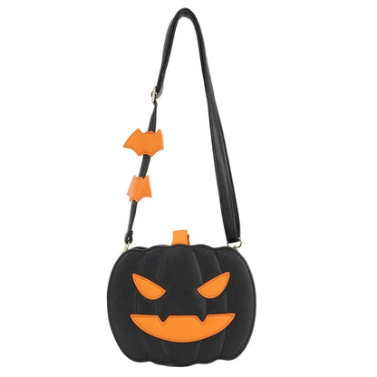 Halloween Pumpkin Purse Pu Leather Demon Messenger Bag With Adjustable Strap Zipper