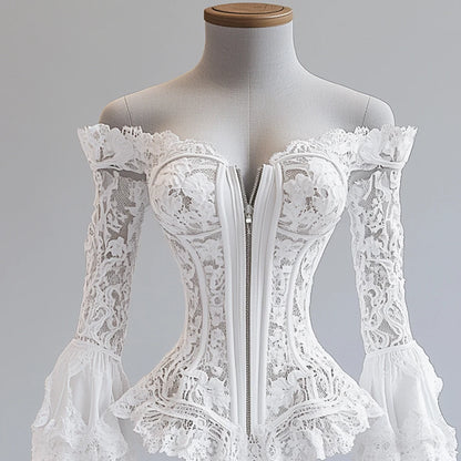 Spring Flare Sleeve Lace Up Blouse