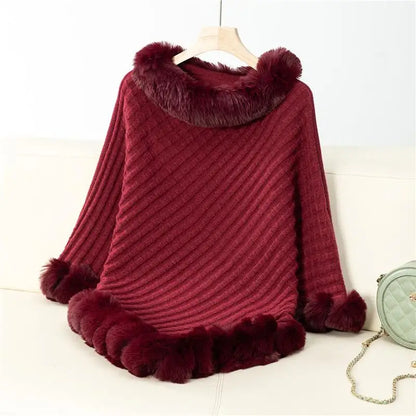 Elevated Comfort: The Luxe Fur-Trimmed Batwing Cardigan