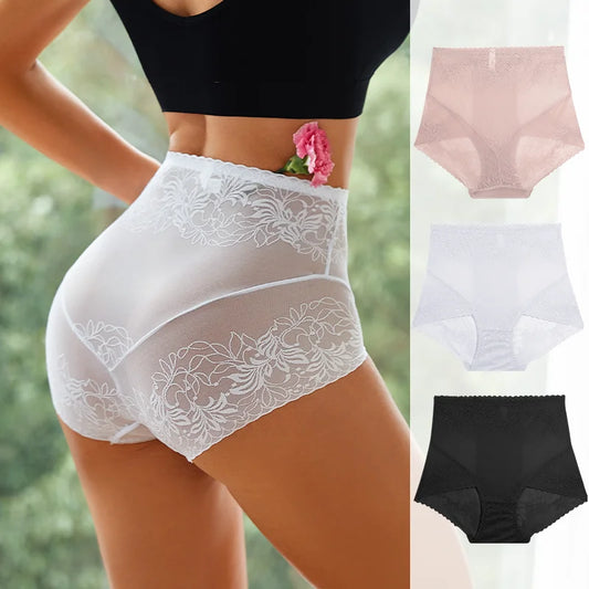 Effortless Comfort: High-Waist Floral Lace Briefs