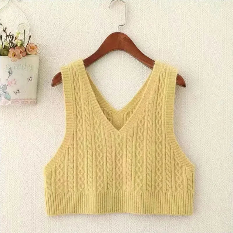 Womens Spring 2025 Rococo Revival Knitwear Set Long Sleeve Cropped Sweater Vest Korean Fashion