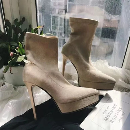 Pointed Toe Embroidery Ethnic Boots For Women Low Heel Red Platform Pumps Modern Designer Plus Size Banquet Shoes