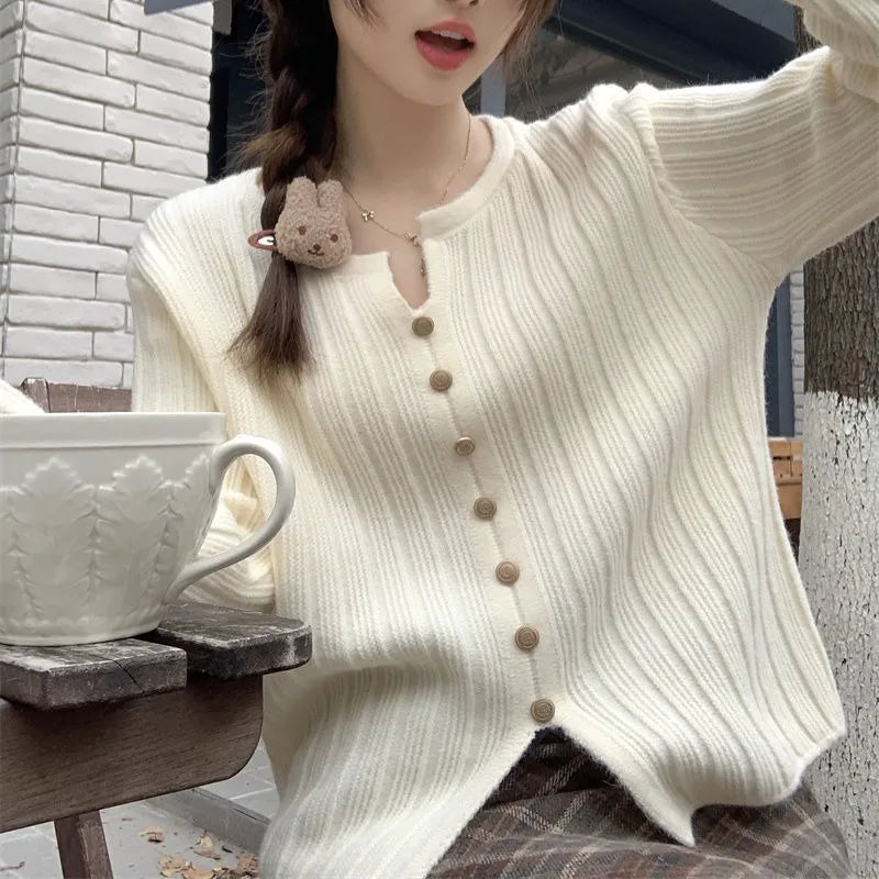 Autumn Winter Knitted Women V Neck Slim Fit Sweater