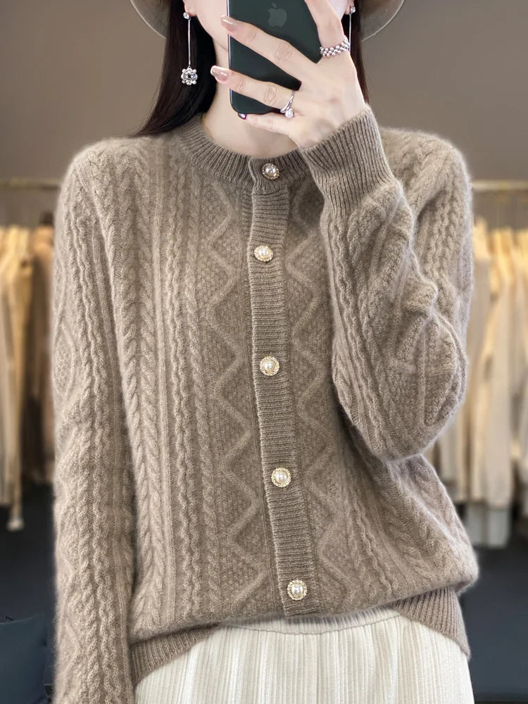 Thick Elastic Knitted Warm Cardigan Sweater