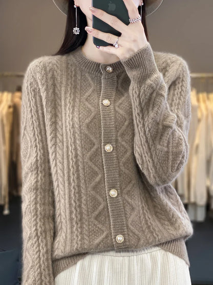 Thick Elastic Knitted Warm Cardigan Sweater