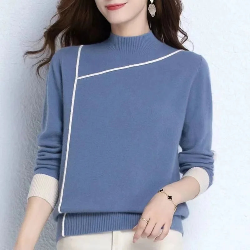 New Korean Turtleneck Knitted Sweater For Women Vintage Warm Twist Loose Pullover Jumper Sueter Mujer