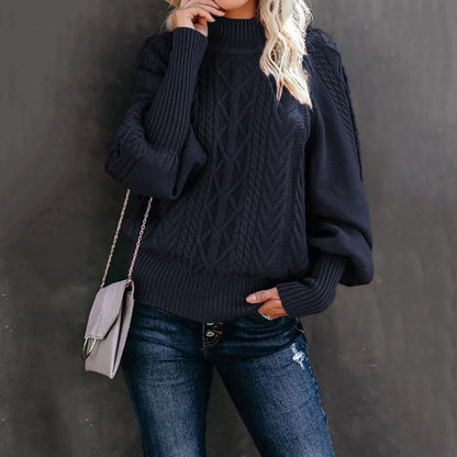 Womens Knitted Geometric Pattern Loose Winter Sweater