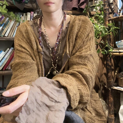 Vintage V-Neck Knit Cardigan Jacket for Women – Autumn Winter 2025