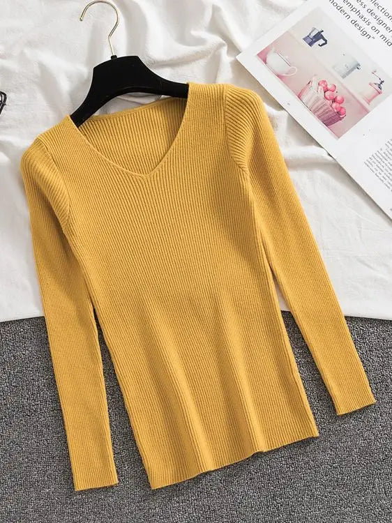 Women Spring Autumn V Neck Sweaters