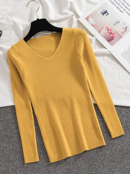 Spring Style V Neck Half Sleeved Knitted Thin Sweater
