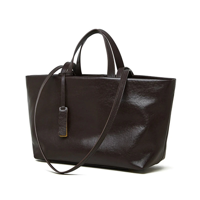 Designer Cowhide Genuine Leather Large Capacity Shoulder Bags
