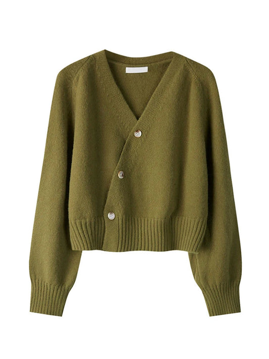 Womens Cherry Coded Mink Cashmere V Neck Cardigan Korean Style Long Knitted Sweater For Autumn Winter