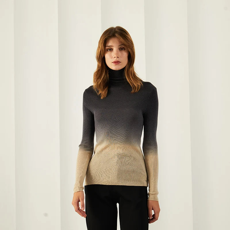 Womens Casual Turtleneck Warm Plaid Sweater