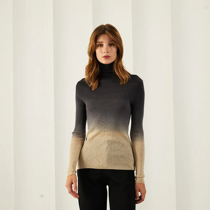 Womens Casual Turtleneck Warm Plaid Sweater