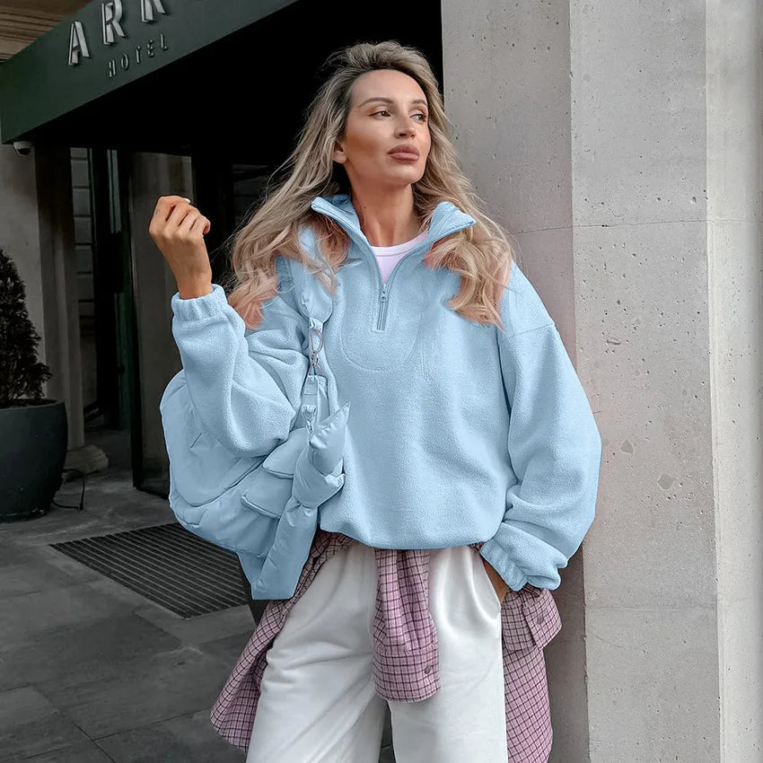 2025 Polar Fleece Hoodie Women S Loose Fit Pullover Sweatshirt For Spring Fall