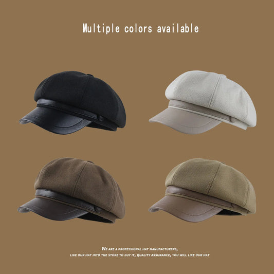 Womens Panama Beret Minimalist Octagonal Painter Hat Duck Tongue Cap For Autumn Winter Fashion