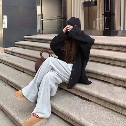 V-Neck Single-Breasted Knit Cardigan – Casual Autumn 2025