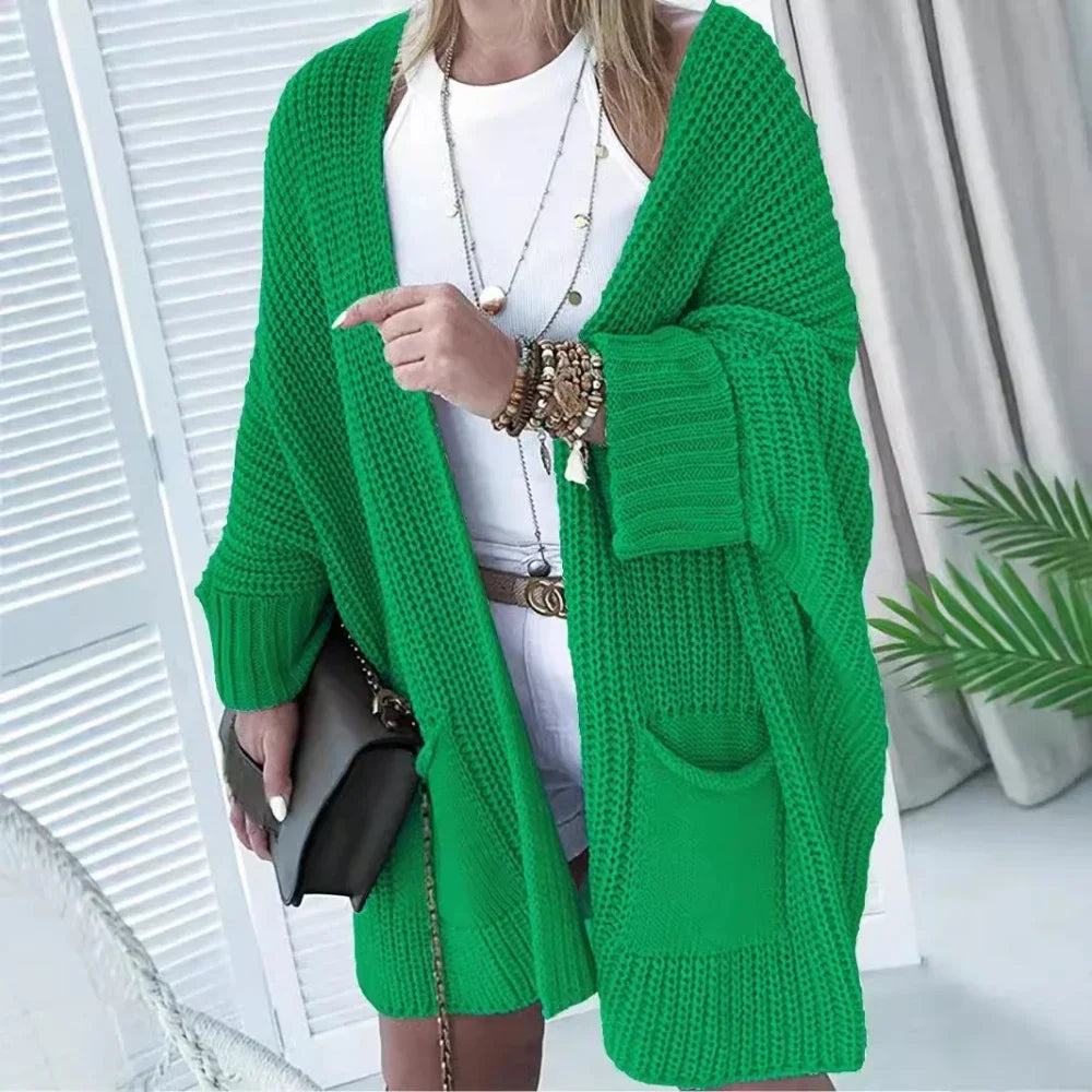 Women Sweater Midi Cardigans Autumn Winter 2025 Knitted Jackets Long Sleeve Korean Loose Hooded Coats Oversized Casual Basic New