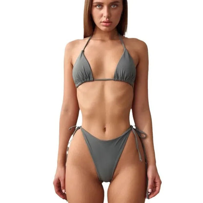 Minimalist Black Multi-Way Wrap Around Bikini Aesthetic