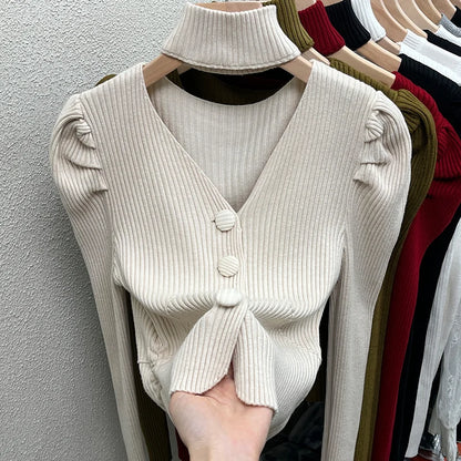 Womens French Style Off The Shoulder Red Sweater Autumn Winter Base Layer Niche Stylish Innerknit Top