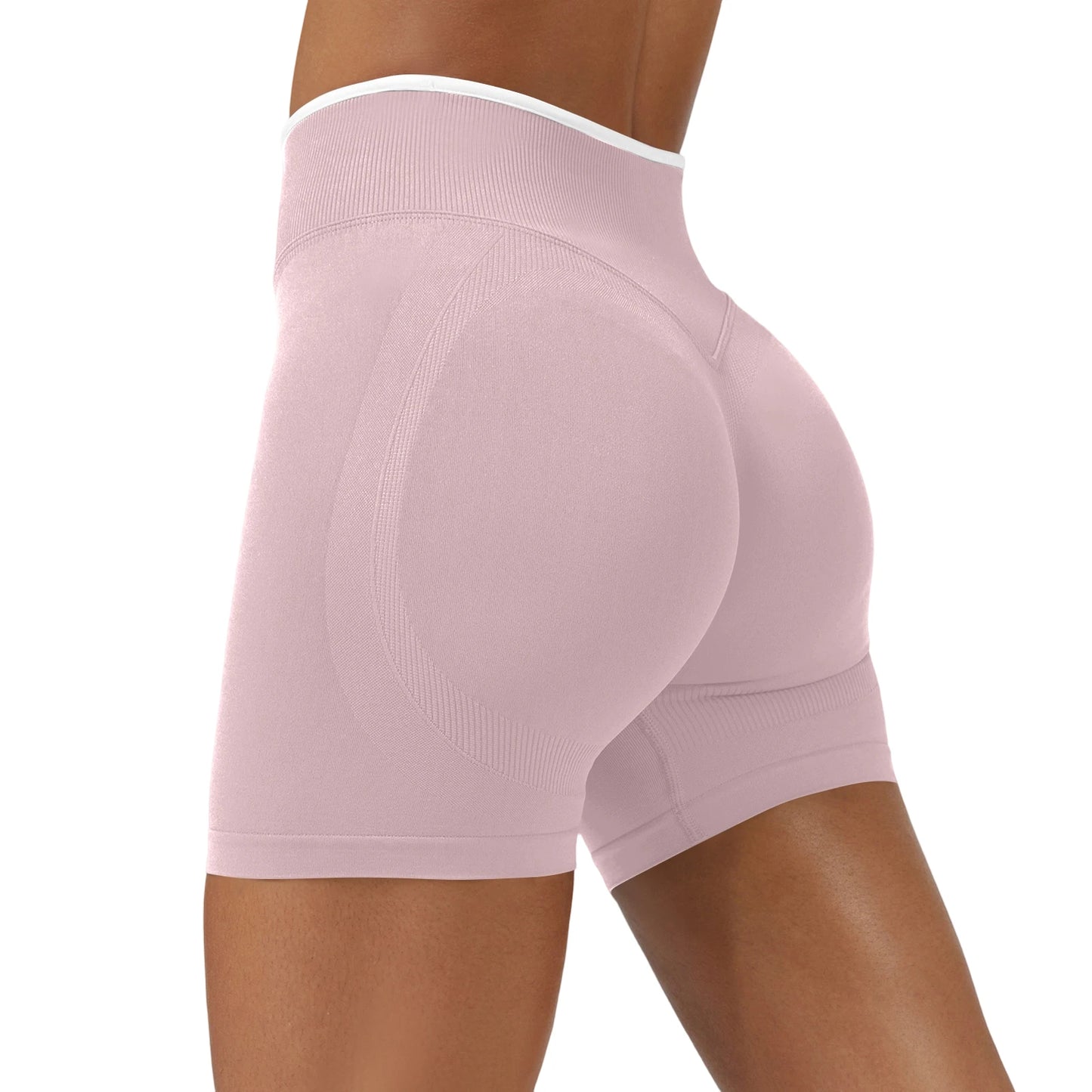 Pink High-Waist Seamless Workout Shorts