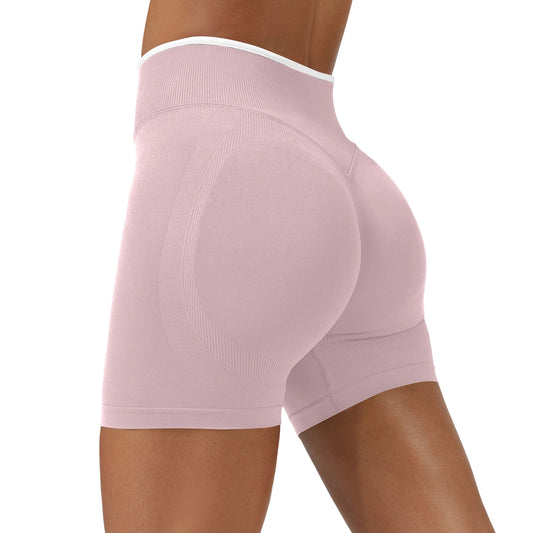 Pink High-Waist Seamless Workout Shorts