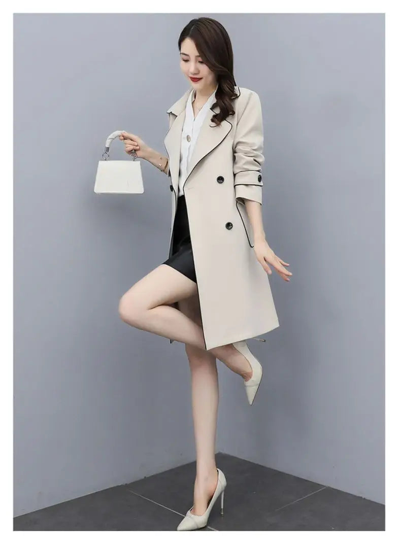 Womens Oversize Long Single Breasted Trench Coat
