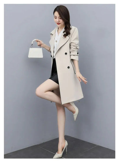 Womens Oversize Long Single Breasted Trench Coat