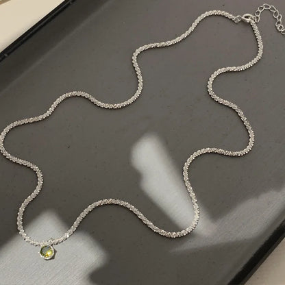 925 Sterling Silver Letter Shiny Zircon Necklace