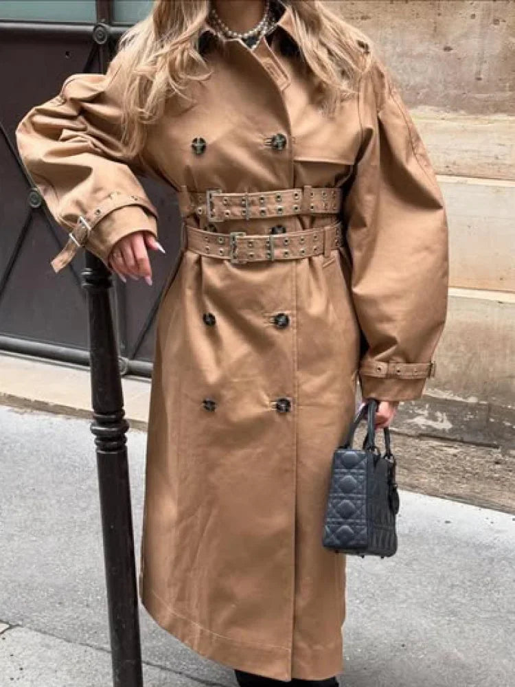 Oversize Long Single Breasted Womens Trench Coat
