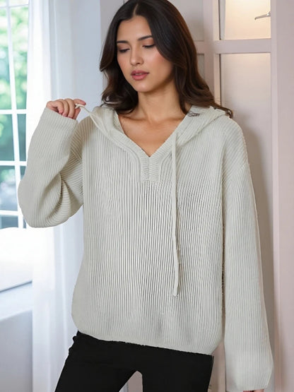 Women Clothing Autumn Knitted Design Hooded Sweaters