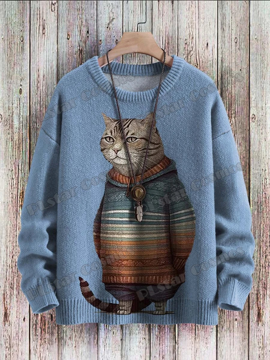 Vibrant Ukiyo-e Cat Sweater for Cozy Sunset Walks