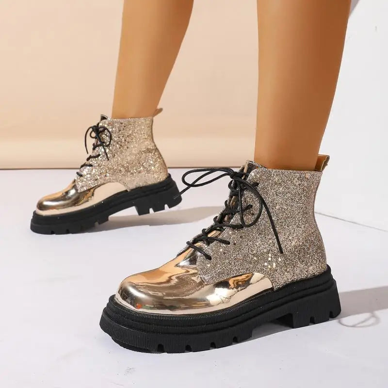 Luxury Silver Design Mid Heel Winter Women Boots