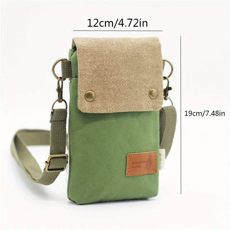 Sage Green Canvas Mini Phone Bag