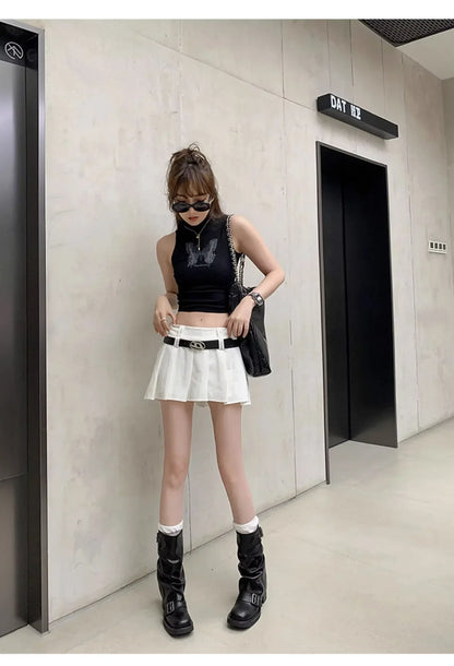 Pleated Buckle Pu Leather Mid Calf Women Boots