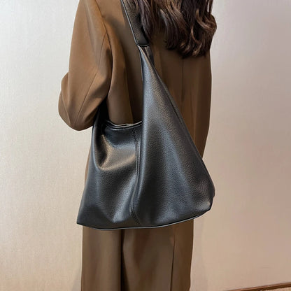 Designer High Capacity Shoulder Bag Simple Solid Color Tote For Women