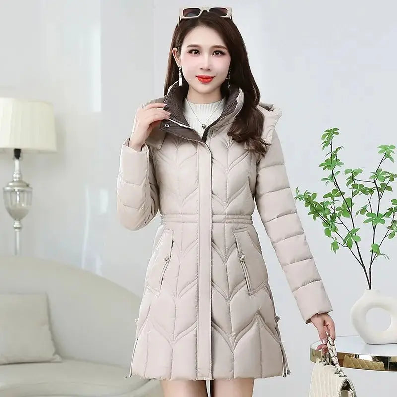 2025 New Winter Jacket Coats For Women Hooded Glossy Down Cotton Parka Warm Casual Padded Cotton Coat